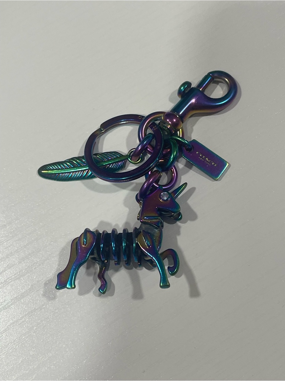 Coach Iridescent Unicorn Keychain Charm in Multicolor - Picture 2 of 4